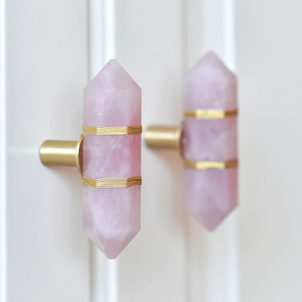 2019 Luxury Copper Handles Pink And Transparent Natural Crystal