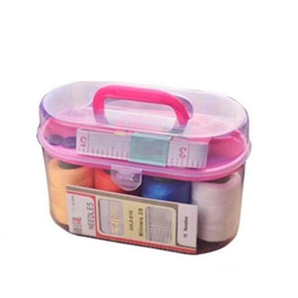

high-quality gold tail needle set 7-color thread roll needlework set sewing kit treasure box large sewing box, Black