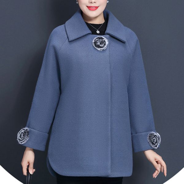 

winter new women's straight slim hairy short jacket female comfortable warm single-breasted elegant fashion -4xl woolen coat, Black