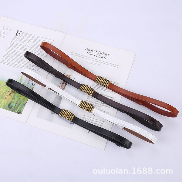 

live leather decorative belt women's accessory dress simple automatic adjustment dress sweater belt accessories, Black;brown