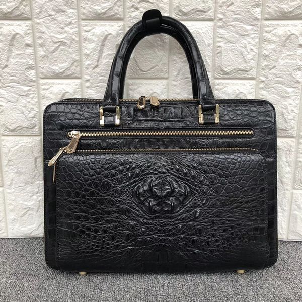 

exotic alligator leather zipper closure businessmen portfolio bag large laphandbag authentic crocodile skin male briefcase
