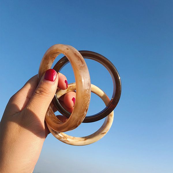 

fashion acrylic classic resin cuff round bracelets bangles for women wide irregular geometric bracelets female charm jewelry, Black