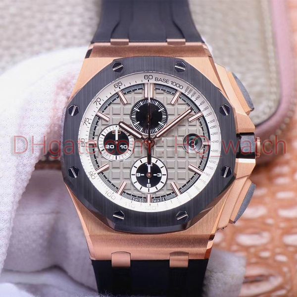 

men 44mm watch rose gold sapphire business sports watch 7750 imported sports movement ceramic ring mouth waterproof diving men watch, Slivery;brown