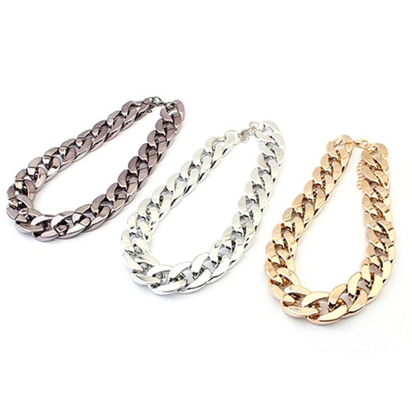 

fashion popular jewelry chunky statement chain pendant necklace bib choker, Silver