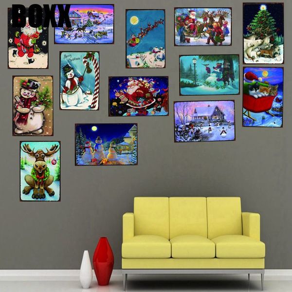 

рождество олово знаки металлическая пластина стены паб вечеринка, новогодние украшения для дома старинные железа плакат куадрос домашнего де