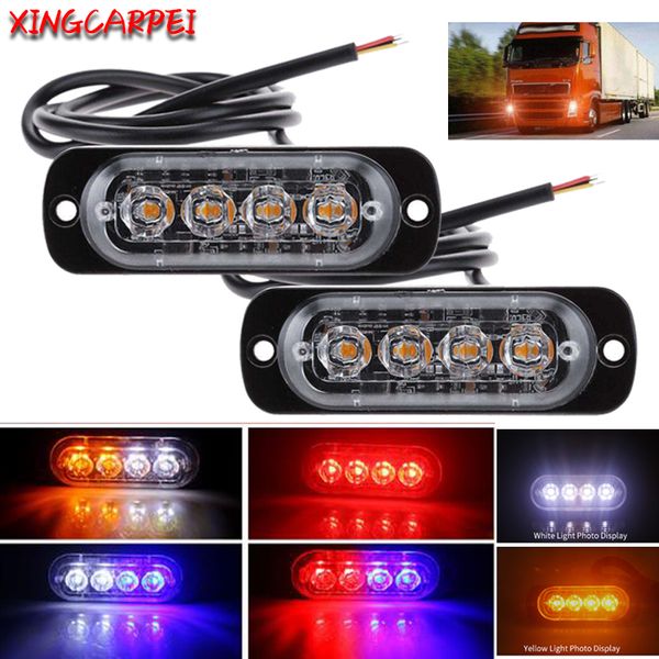 

2/4pcs 12v-24v emergency 4 led truck strobe warning light for auto car truck suv side strobe warning flashing traffic light