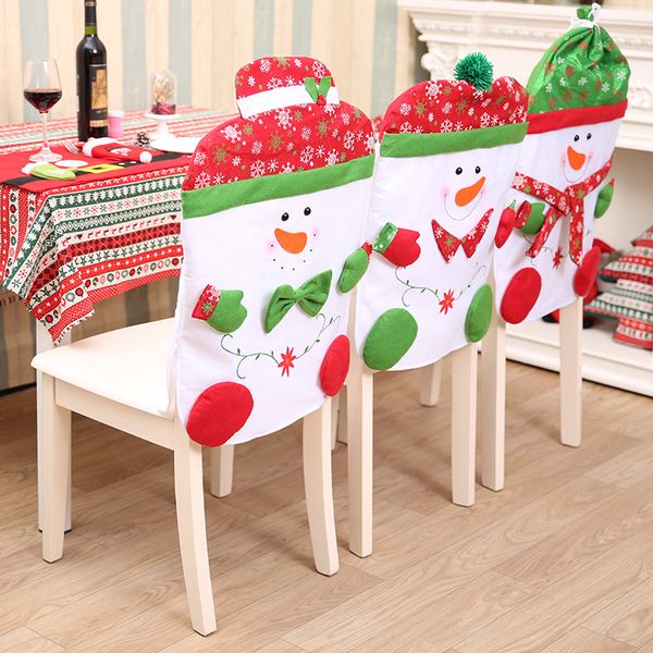 

1pc funny snowman christmas dinner table party chair back cover xmas decoration