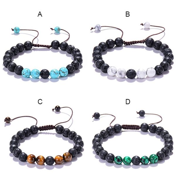 

jewelry bracelets beaded, strands natural stone bead lava adjustable volcanic bracelet yoga lava essential oil diffuser braided bangle heali, Black