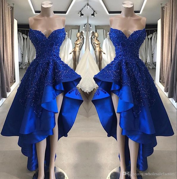 

royal blue satin a line длинные платья для выпускного вечера без бретелек из бисера кристаллы стразы высокий низкий вечернее платье вечерние, Black