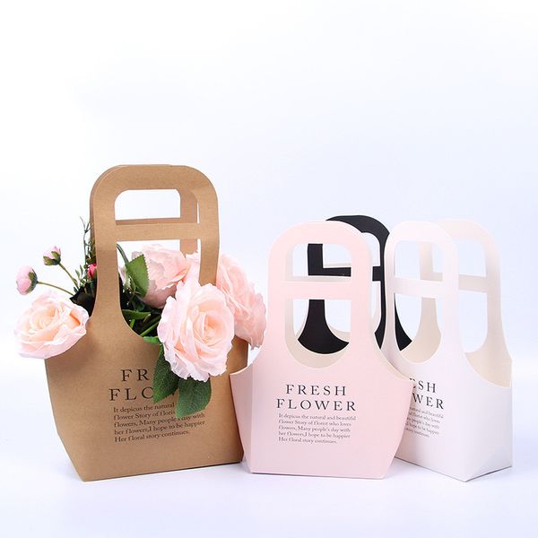 Box Flor Kraft Paper Folding Flower Waterproof Packing Box Flower Shop embalagem Container presente Caixa de armazenamento