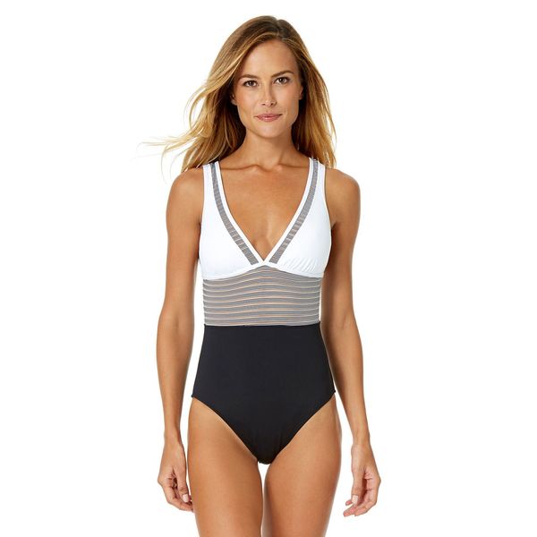 

women one-piece suits assorted color stripe swimsuit swimwear deep v monokini bikini bathing beachwear