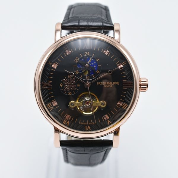 

watch watches brand dropshipping leather digital automatic gifts mens geneva round day date mechanical roman men tourbillon luxury skel jcps, Slivery;brown