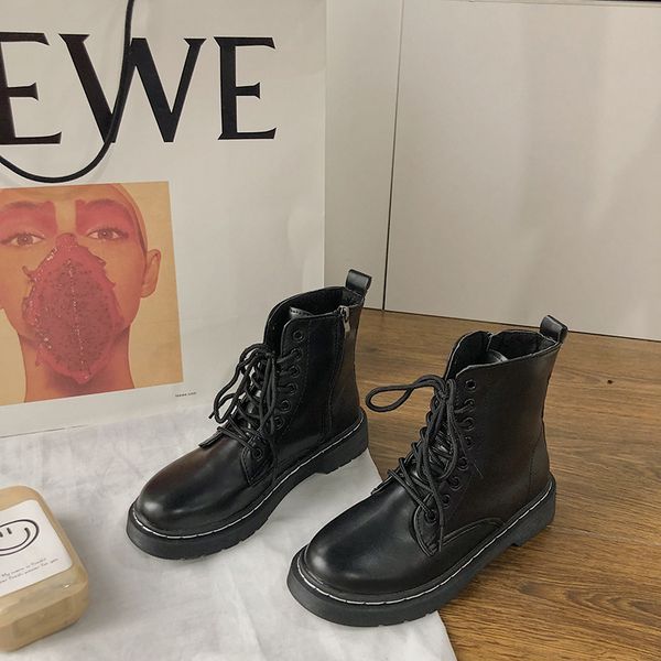 

сапоги женщина ветер увеличение вниз красивый плоский низ короткие сапоги, Black