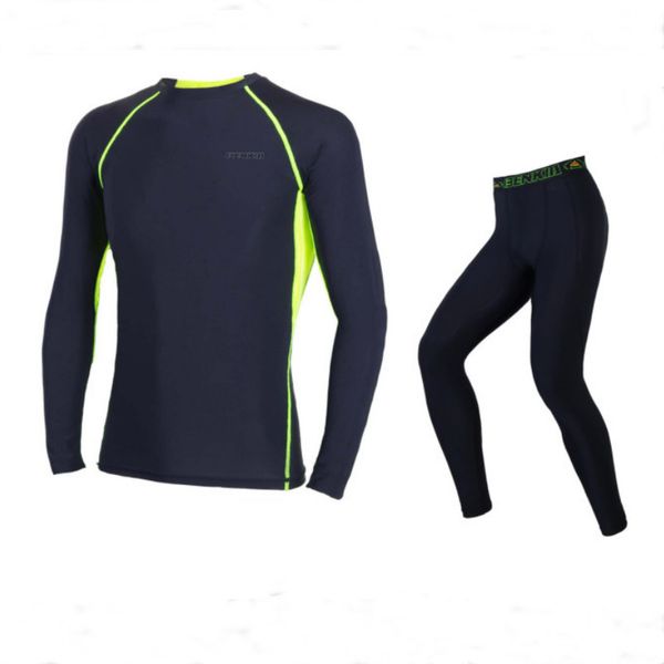 

benkia ice silk long jersey and pants fitness sportswear yoga gym cycling running jogging workout sport suit tights clothes, Black;blue