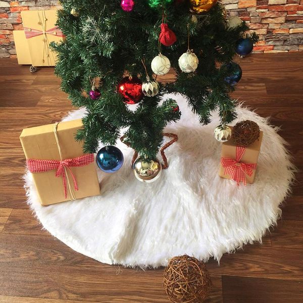 

78cm/90cm/122cm white christmas tree skirts long wool fur carpet new year xmas decoration for home floor mat