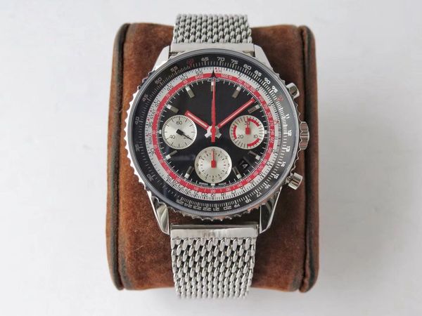 

ai factory man watch multi-function timing automatic machine 7750 movement diameter 43mm bidirectional rotating bezel mesh stee, Slivery;brown