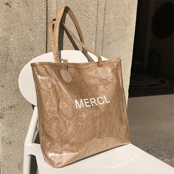 

designer- luxury handbags purses womens luxury designer bag handbags transparent splicing kraft paper bag tote shopping bag fashion newset