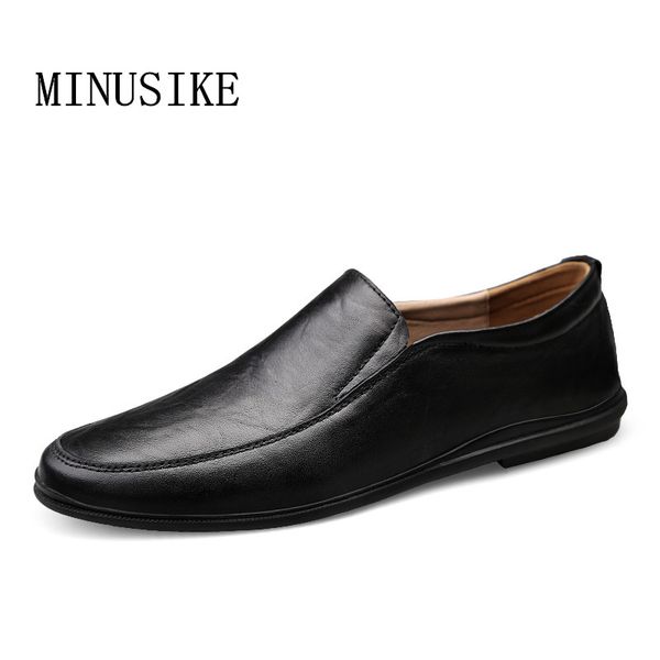 

2020 men loafers real leather shoes fashion men boat shoes brand casual leather male casual driving, Black