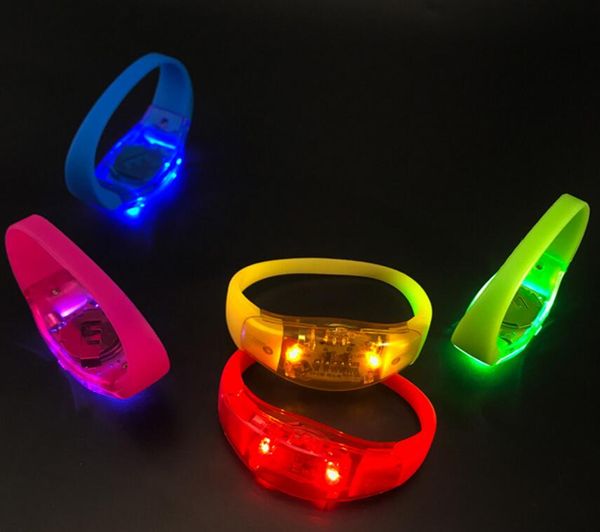 Armband ABS Silikon Flash Sound Control Glowing Armband Party Ball Party Nacht Lauf Licht Armband LED Licht Handgelenk Strap geschenke neue