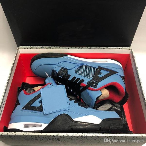 

4 box) new travis (with 4s houston blue black mens basketball shoes cactus jack 308497-406 for men scotts trainers sports sneakers size 7-13