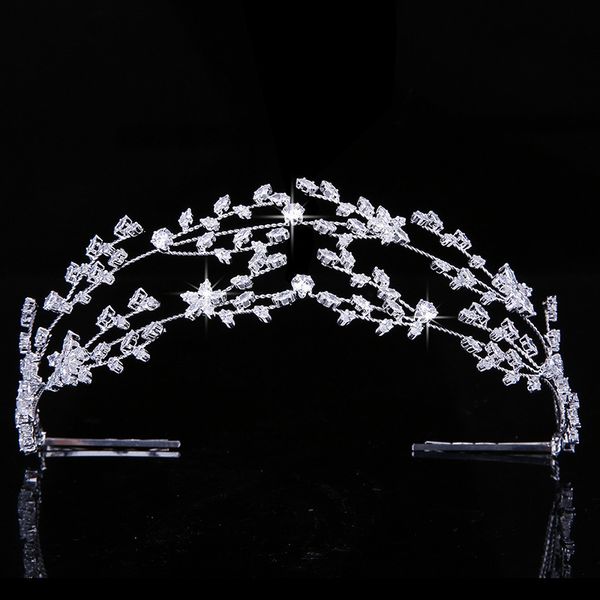 

tiaras and crown hadiyana gorgeous temperament bride wedding hair jewelry women party headpiece zirconia bc4891 princesa, Golden;white