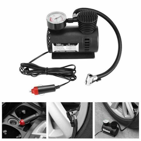 

300 psi mini air compressor 12v car auto portable pump tire inflator w/gauge new vs998