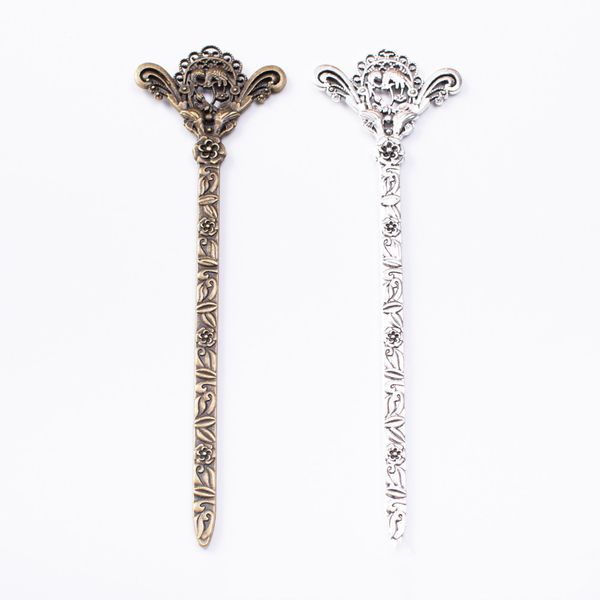 

10pcs 132*39mm antique bronze vintage hair stick peacock hairstick hairpin diy hairwear bohemian hair jewelry bookmark fashion, Golden;white