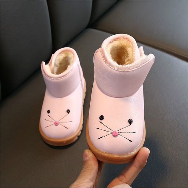 

new handmade waterproof girls boots winter fur cotton warm kids snow boots for girls brand rabbit hair children shoes new, Black;grey