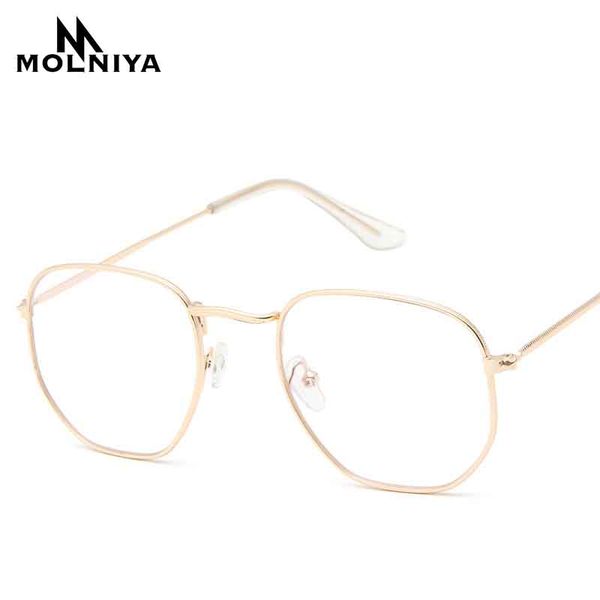 

fashion polygon optics glasses frme men women metal irregular prescription spectacles frames plane mirror eyeglasses, Black