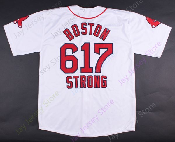 

617 Boston Strong Jersey Red Sox Men White Grey Home Away All Stitched