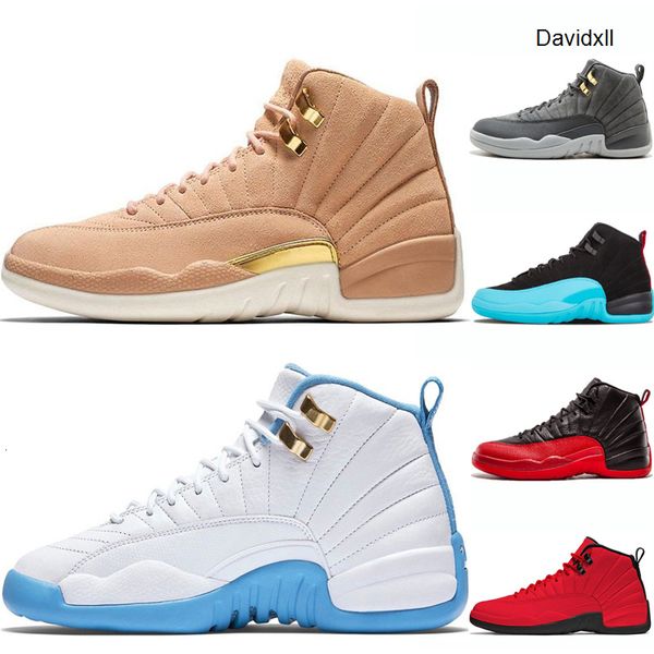 

men 12s university blue basketball shoe gym red vachetta dark grey the master flu game taxi o-black bulls unc bulls sports sneaker trainers