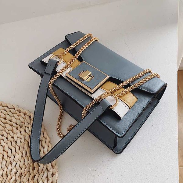 

contrast color square crossbody bag 2020 fashion new quality leather women's handbag lock chain shoulder messenger bag