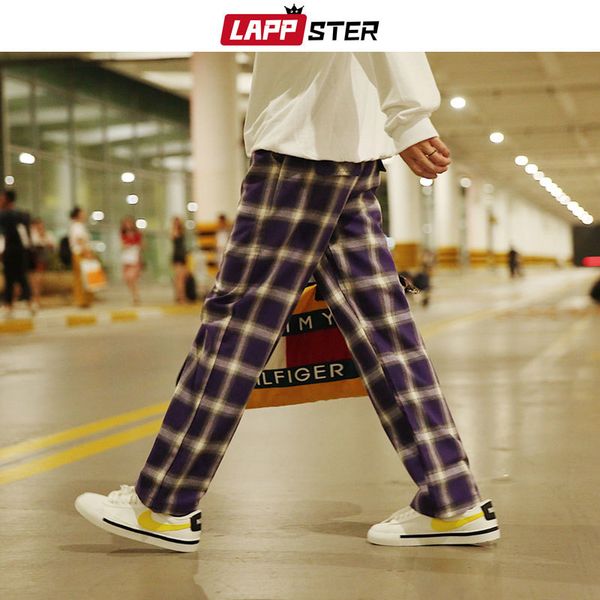 

streetwear клетчатые брюки 2019 harajuku урожай синий плед бегуны брюки summer straight гарем fashions sweatpants, Black