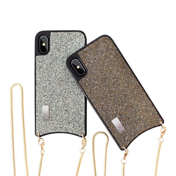 

glitter unique functional crossbody phone protective case with strap long chain for iphone 6 8 7 6splus x xs max xr cover back