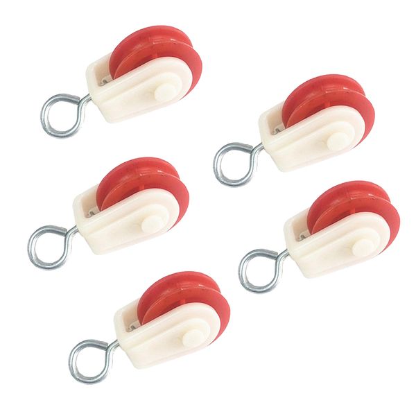 

5pcs single wheel swivel lifting rope pulley block nylon and steel 87-125mm