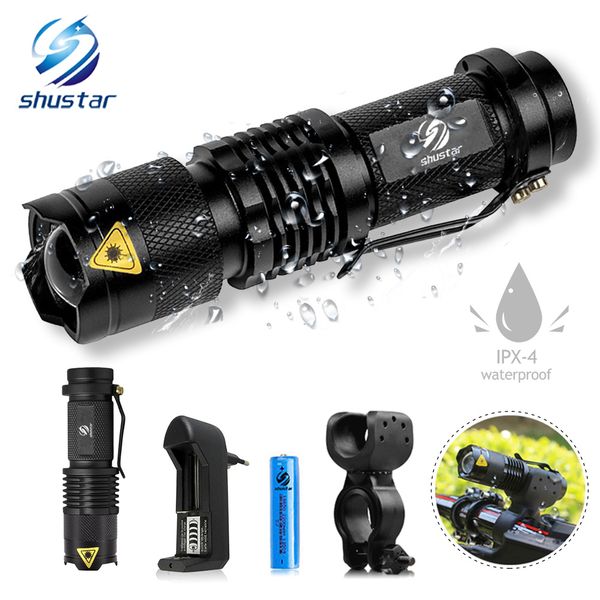 

waterproof bike light 5 lighting mode bicycle headlights led support zoom by 14500/18650 battery powered night riding lighting