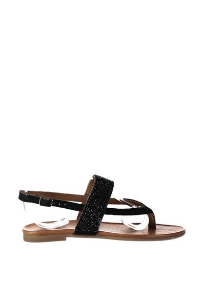 

pearl genuine leather black women 's sandals 120130005459