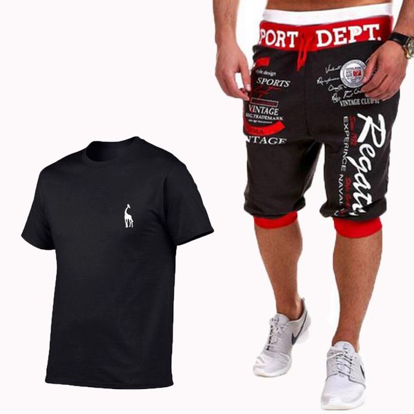 

2020 été t-shirt mode été coton à manches courtes спортивный костюм футболка + шорты стиль хип-хоп 2 pièces vêtements de sport, Gray