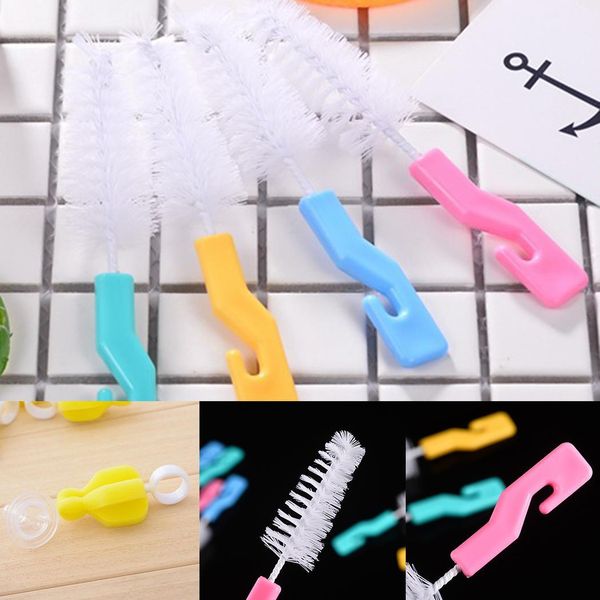 

baby milk bottle nipple nozzle spout tube sponge random nylon brush, cleaning brush