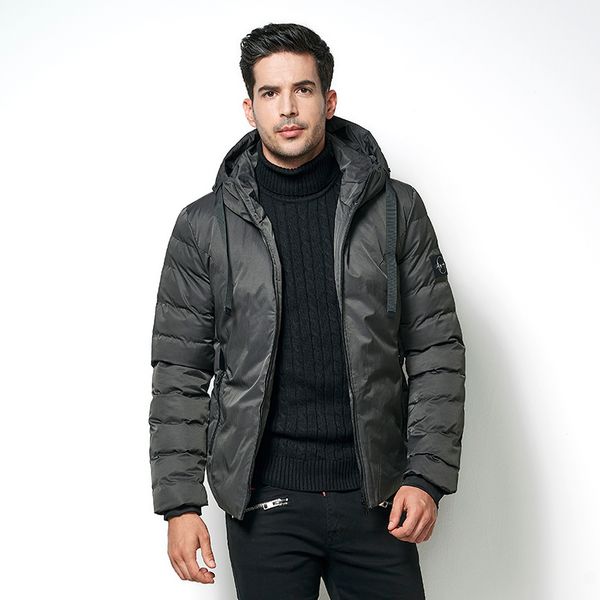 

brand causal men coat and jacket 2018 winter thermal outerwear thick hooded jacket male padded parka men's overcoat, Tan;black