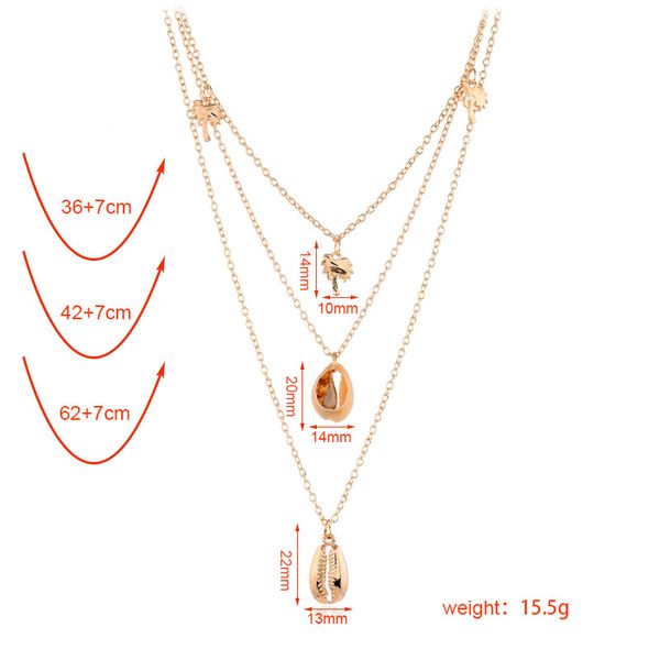 

wholesale-american jewelry fashion natural shellfish handmade necklace women's multi-layer necklace, Silver