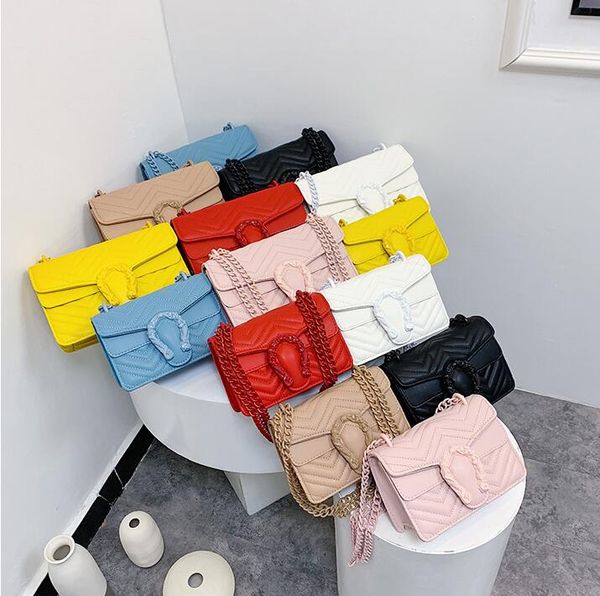

new women bags fashion wave pattern shoulder messenger bag girls chain bag square candy color summer handbag