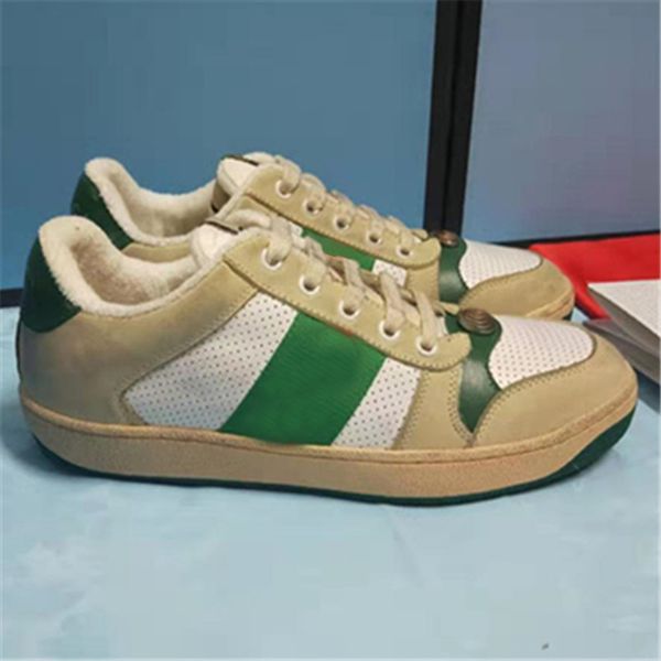 

wholesale designer skate shoes for mens screener leather sneaker green rubber sole lace-up casual shoes sneaker designer size 35-46, Black