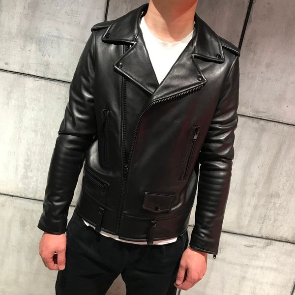 

men's leather jacket male genuine leather jacket, Black