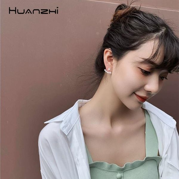 

huanzhi 2019 искусственный жемчуг мода минималистский геометрический шикарный дизайн металлические серьги стержня для женщин девушки свадьба, Golden;silver