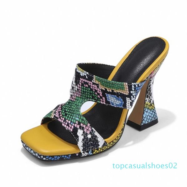 

slipper women summer fashion snake leather spike heels slippers shoes women heels comfort mules ladies designer slides t02, Black