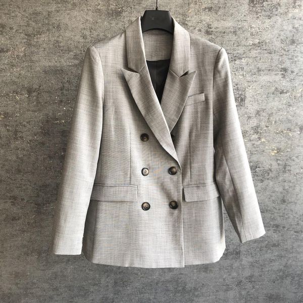 

2019 vintage new women double breasted grey blazer coat rmsx 3.13, White;black