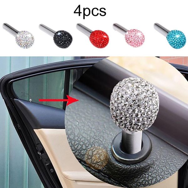 

4pcs shiny rhinestones car vehicle interior door lock knob pull pins decoration