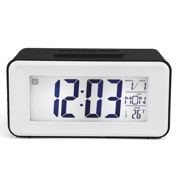 

desk digital clock sound control backlight 12/24 h snooze 8 alarm ringtones for bedrooms bedside kids