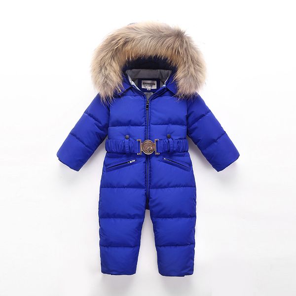 

30 degrees winter baby warm down jacket kids fashion long down jacket boys outdoor thick ski clothing girls' one-piece snowsuit, Blue;gray
